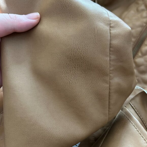 Bagatelle Women's XL Vintage Quilted Faux Leather Jacket Light Brown - Picture 14 of 15